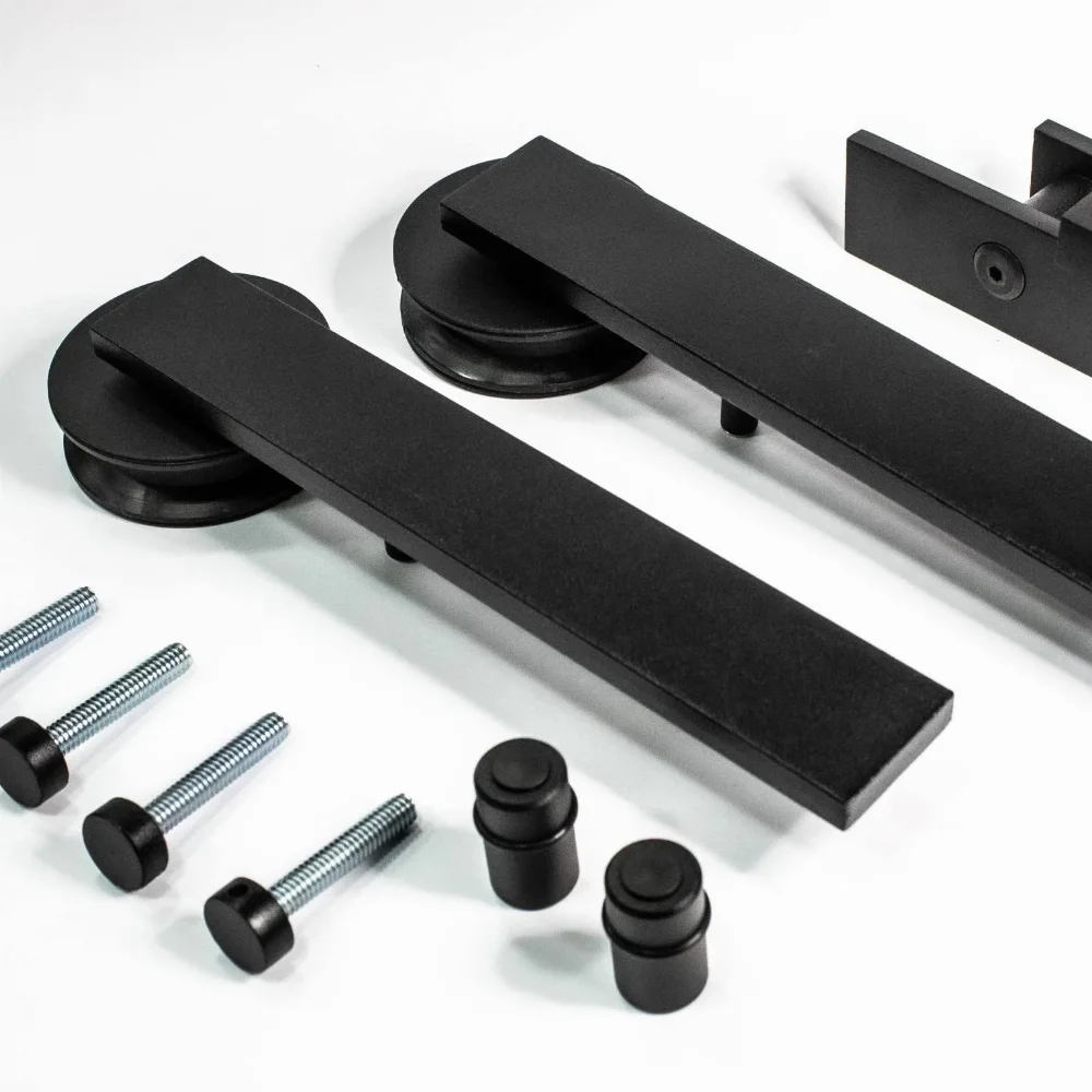 Kit Aparente até 80kg para Porta de Correr Preto Fosco